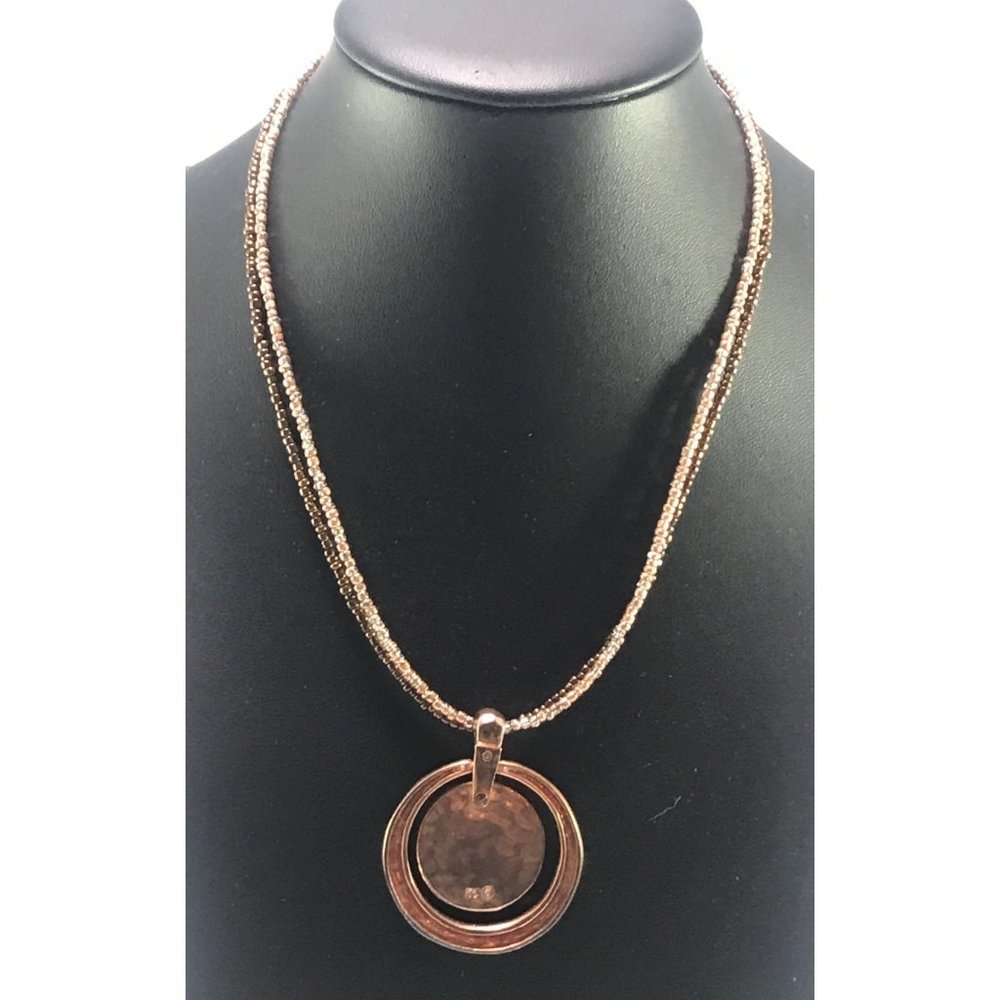 Kenneth Cole Copper Toned Necklace with Swirly 3 Color Enamel Dog Tag Pendant - Picture 2 of 4